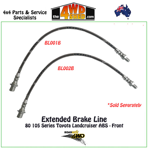 Extended Braided Brake Line 80 105 Series Landcruiser Front ABS