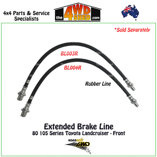 Extended Rubber Brake Line 80 105 Series Landcruiser Front