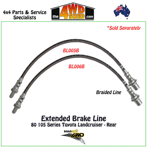 Extended Braided Brake Line 80 105 Series Landcruiser Rear