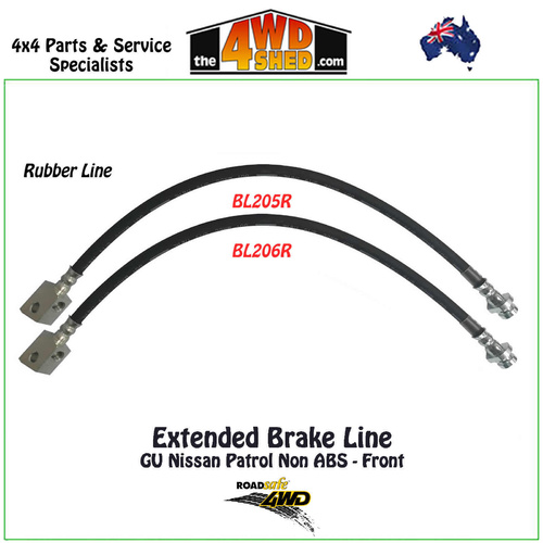 Extended Rubber Brake Line Nissan Patrol GU Non ABS Front