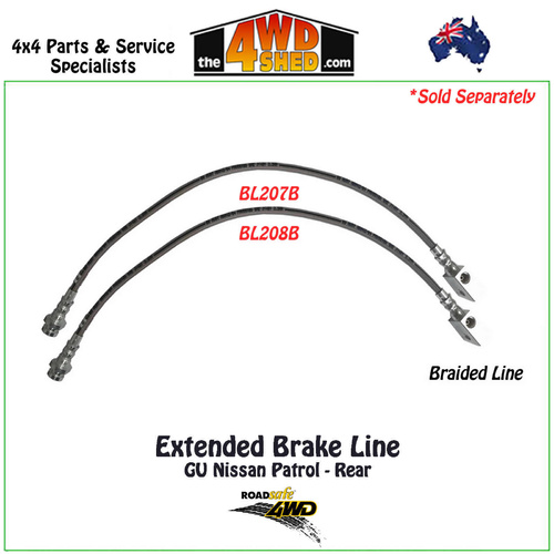 Extended Braided Brake Line Nissan Patrol GU Rear