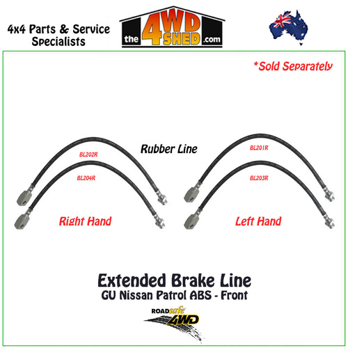 Extended Rubber Brake Line Nissan Patrol GU ABS Front