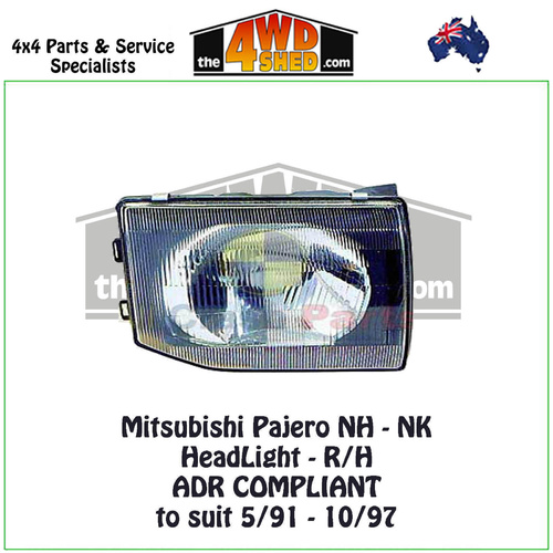 Headlight Mitsubishi Pajero NH Nj NK 5/91-10/97 - Right