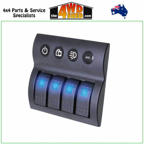Rocker 4 Switch Panel On-Off 12/24V Blue Illumination