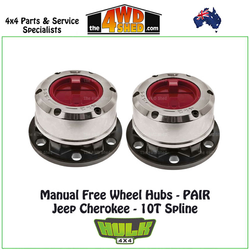 Hulk Free Wheel Hubs PAIR - Jeep Cherokee 10T Spline
