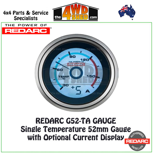 Redarc G52-TA Single Temperature 52mm Gauge with Optional Current Display