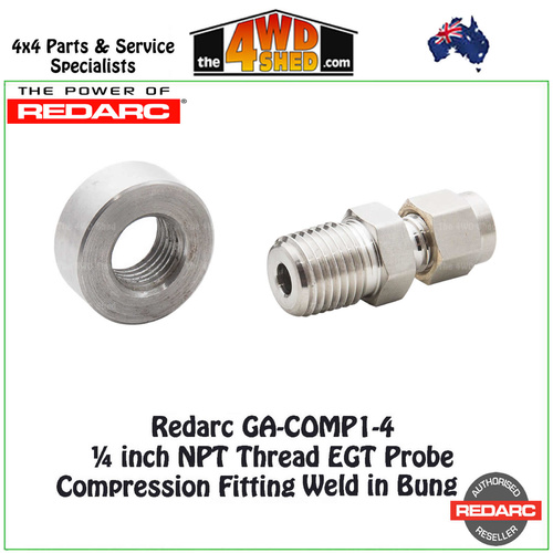 Redarc GA-COMP1-4 ¼ inch NPT Thread EGT Probe Compression Fitting with Weld in Bung