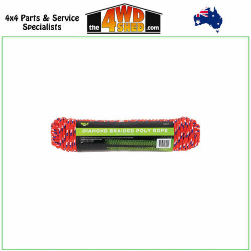 Diamond Braid Red Poly Rope 9.5MM X 30M