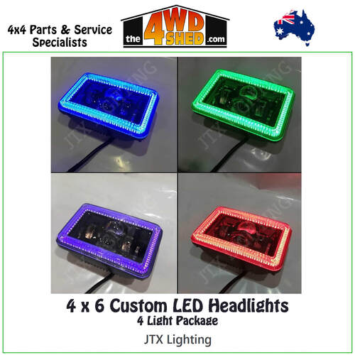RGB LED Headlights 4 x 6 inch 4pk