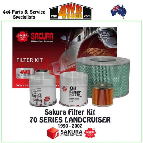 Sakura Filter Kit 70 78 79 Series Toyota Landcruiser HDJ HZJ 4.2l 1990-2007