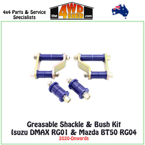 Greasable Shackle & Bush Kit Isuzu DMAX RG01 & Mazda BT50 RG04 2020-On