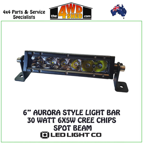 6" AURORA Style Light Bar 30 Watt 6X5w Cree Chips SPOT Beam