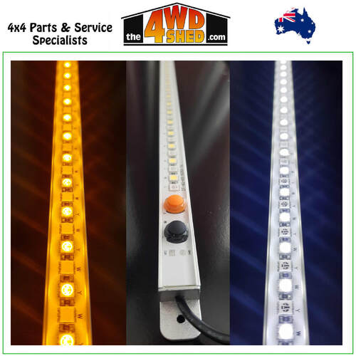Silver Rigid Waterproof Dimmable LED Strip Light White & Amber