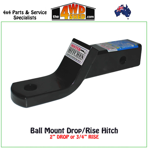 Standard Ball Mount Hitch 2" Drop or 3/4" Rise 190mm Length