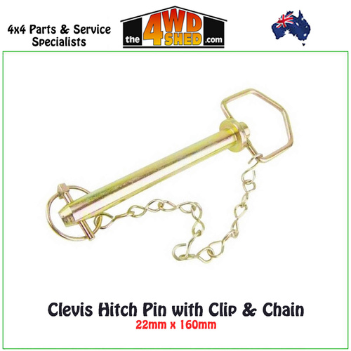 Clevis Hitch Pin with Clip and Chain 22mm