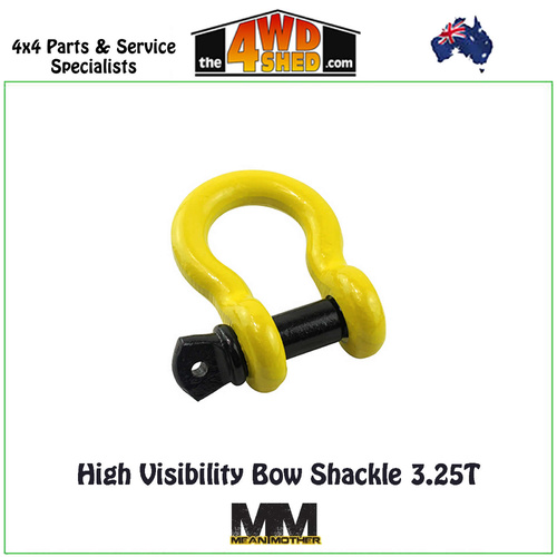 High Visibility Yellow with Black Pin Bow Shackle 3.25T