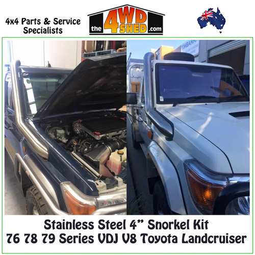 PDC 76 78 79 Series VDJ V8 Toyota Landcruiser 4" Snorkel Kit - Stainless