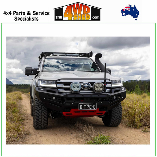 Genesis Non Loop Winch Bull Bar Toyota Landcruiser 300 Series GXL VX Sahara  - Black Tow Points & Orange Bash Plates