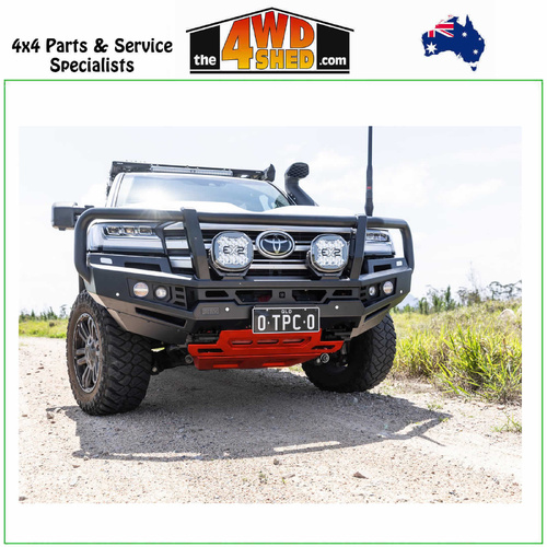 Genesis Loop Winch Bull Bar Toyota Landcruiser 300 Series GXL VX Sahara  - Black Tow Points & Orange Bash Plates