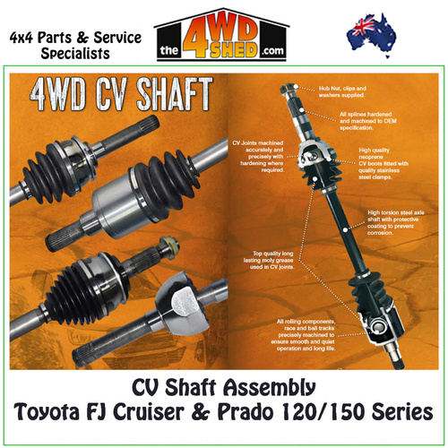 CV Shaft Assembly Toyota FJ Cruiser Prado 120 150 Series 3/03-On Raised Height