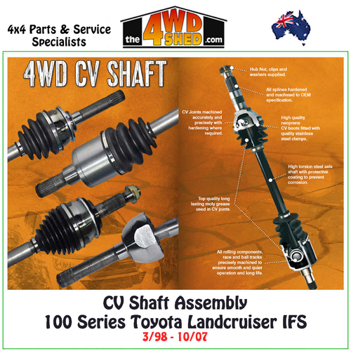 CV Shaft Assembly Toyota 100 Series Landcruiser IFS 3/98-10/07 Standard Height