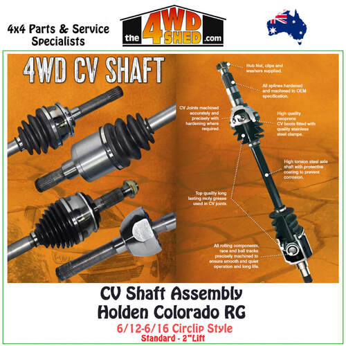 CV Shaft Assembly Holden RG Colorado 06/12-6/16 2" Lift
