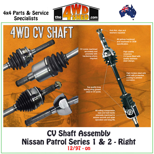 CV Shaft Assembly Nissan Patrol GU Series 1 & 2 12/97-On - Right