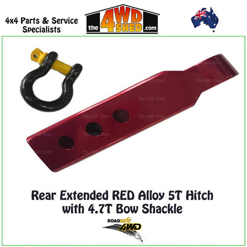 Rear RED Extended Recovery Tow Hitch with Bow Shackle