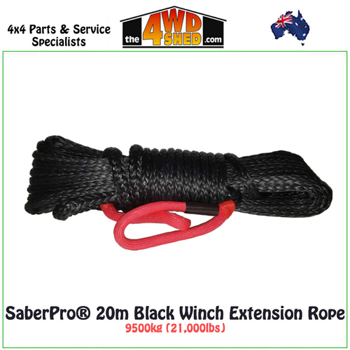 SaberPro® 20m Black Winch Extension Rope 9,500KG