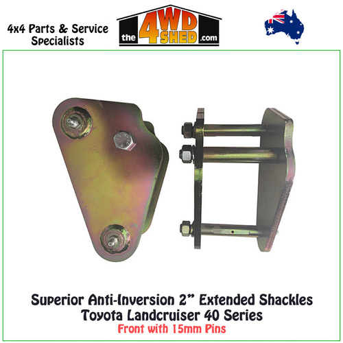 Anti-Inversion 2 inch Extended Shackles Toyota Landcruiser 40 Series Front