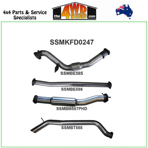 Ford Ranger PX Dual Cab 3.2L CRD NON-DPF 3 inch Exhaust Without Cat, Hotdog