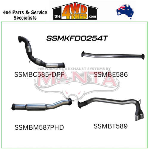 Ford Ranger PX2 PX3 Dual Cab 3.2L CRD DPF 3 inch Exhaust Turbo Back With Cat Hotdog Twin Tip Side Exit