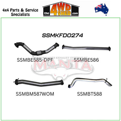 Ford Ranger PX2 PX3 Dual Cab 3.2L CRD DPF 3 inch Exhaust Turbo Back Without Cat & Without Muffler