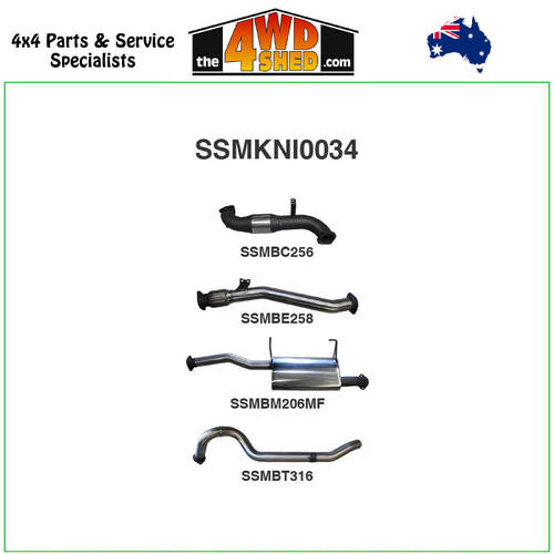 Nissan Patrol GU UTE 3.0L Turbo Diesel 2008-2017 3 inch Exhaust with Cat Centre Muffler