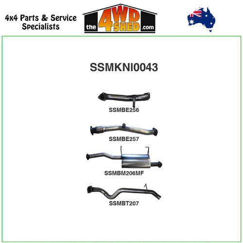 Nissan Patrol GU ZD30 3.0L Turbo Diesel 2000-2006 3 inch Exhaust without Cat Centre Muffler
