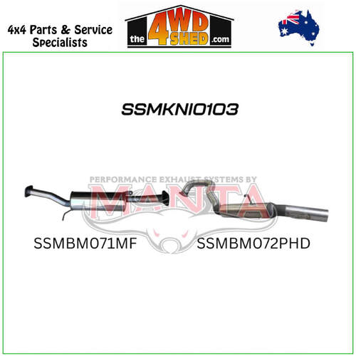 Nissan Patrol GU 4.8L 2.5 inch Exhaust System Off E- Pipe Centre Muffler & Rear Hotdog