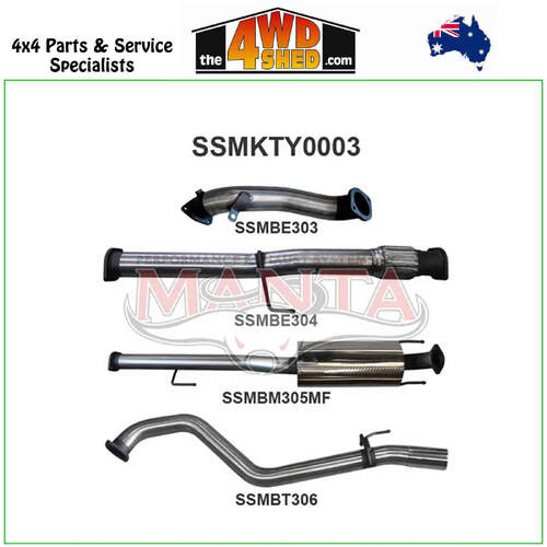 Toyota Hilux KUN 3.0L D4D 3 inch Exhaust Muffler without Cat