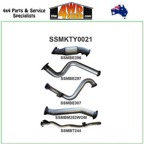 78 Series Toyota Landcruiser 4.5L 1VD V8 Turbo Diesel 2007-2016 3 inch Exhaust No Cat, Without Muffler