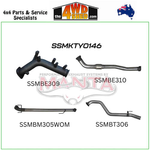 Toyota Hilux GUN126R 2.8L D4D 3 inch Exhaust Turbo Back without Muffler without Cat