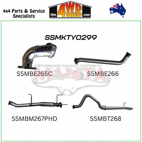 100 Series Toyota Landcruiser 4.2L 1HD 3 inch Exhaust Centre Hotdog & Rear Tail Pipe