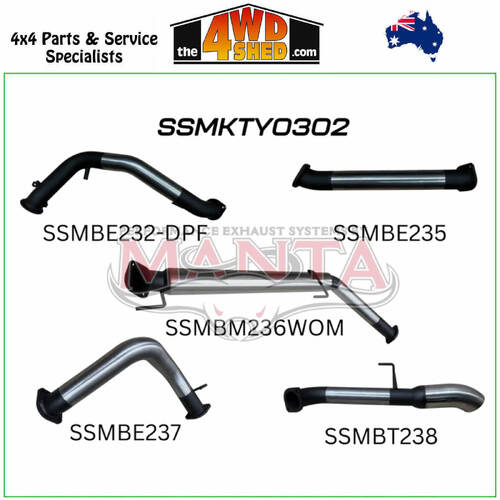 300 Series Toyota Landcruiser V6 3 inch Exhaust Turbo Back without Cat without Mufflers Chrome 4inch Tip