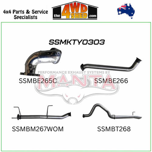 100 Series Toyota Landcruiser 4.2L 1HD 3 inch Exhaust Without Centre Muffler with Rear Tail Pipe