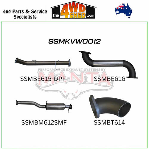 Volkswagen Amarok TDI550 TDI580 2H V6 3.0l 3 Inch Exhaust DUMP PIPE BACK With Small Muffler Dump At Diff