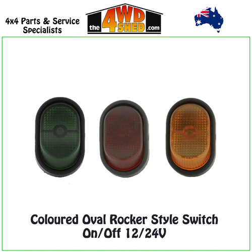 Coloured Oval Rocker Style On Off 12 24V Switch