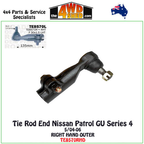 Nissan Patrol GU Y61 Series 4 Tie Rod End 5/04-06 - RH OUTER 