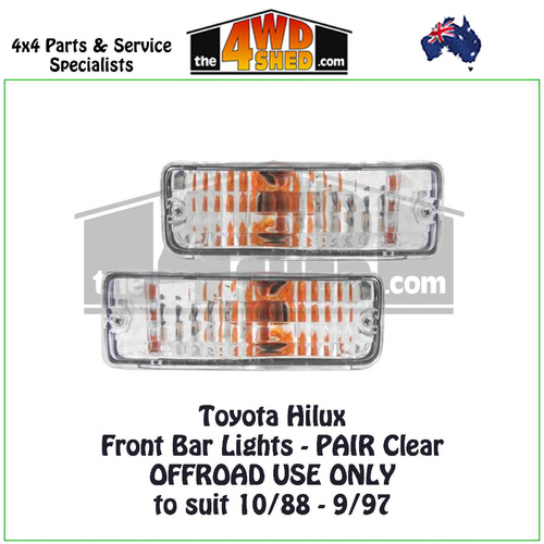 Toyota Hilux Front Bumper Lights 10/88 - 9/97 - PAIR Clear OFFROAD
