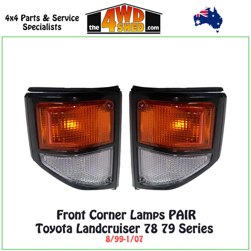 Front Corner Lamp Toyota Landcruiser 78 79 Series - PAIR BLACK
