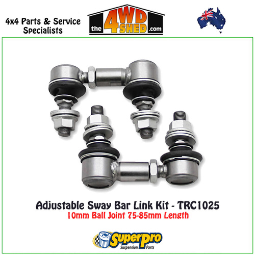 Adjustable Sway Bar Link Kit 10mm Ball Joint 75-85mm Length - TRC1025