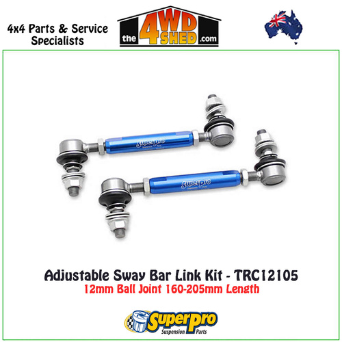 Adjustable Sway Bar Link Kit 12mm Ball Joint 160-205mm Length - TRC12105