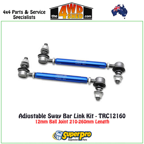 Adjustable Sway Bar Link Kit 12mm Ball Joint 210-260mm Length TRC12160